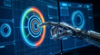 © dhiyaulhaq - Robotic hand touching colorful analytics interface for AI data automation and smart insight concepts