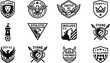 © ShorifaBegum - Collection of sport team emblems lions eagles united titans wolves vikings soccer football club logos.