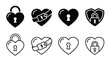 © Hikari Vector Studio - Set of heart lock icons, love padlock symbols, romantic security signs, vector illustration