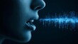 © Dalena - A person's open mouth with sonic wave output in a dark blue gradient