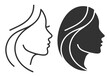 © gerik_a - female profile silhouette line art and solid icon illustration on transparent background
