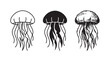 © Ірина Гринюк - Jellyfish Icons Set: Marine Animal in Outline, Solid, and Sketchy Doodle Styles