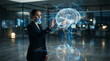 © Abdan Zaki - Professional scientist interacting with holographic 3d brain model