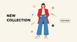 © Kopi - New Collection fashion banner with stylish woman illustration and shop now button