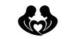 © Ms - Black silhouette of two people heart.