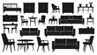 © Ardi - Comprehensive collection of home furniture silhouettes featuring modern and classic designs, including beds, sofas, chairs, and tables, perfect for interior decoration and architectural layouts