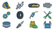 © Cuwil - Collection of construction and automotive industry icons.