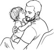 © widia - A loving father holding and cuddling his little baby child.