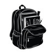 © MdRafiul - School backpack full of books and stationery isolated vector artwork.