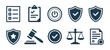 © MD. ARIF ISLAM - Law and order icon set featuring shields and checkmarks for justice, legal protection, and compliance concepts.