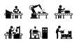 © Sajib - Industrial Automation Icons: Manufacturing, Robotics, Assembly Line, Quality Control, Packaging
