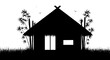 © Sajem - Silhouette of Traditional Tropical Hut with Bamboo Trees and Grass