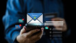 © Images for you - E-commerce manager using smartphone for secure payment email notification and online transaction alerts with digital banking, mobile commerce, cybersecurity, and cashless shopping technology.