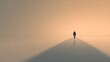 © Gunali Rezqi Mauludi - Lone Figure Walks Towards Distant Horizon Under Warm Sky.