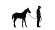 © Laiba - A handler stands beside a young horse holding a lead rope in this clear digital illustration
