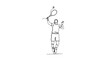 © Atul - Minimalist line art drawing of a tennis player serving a ball, single continuous line