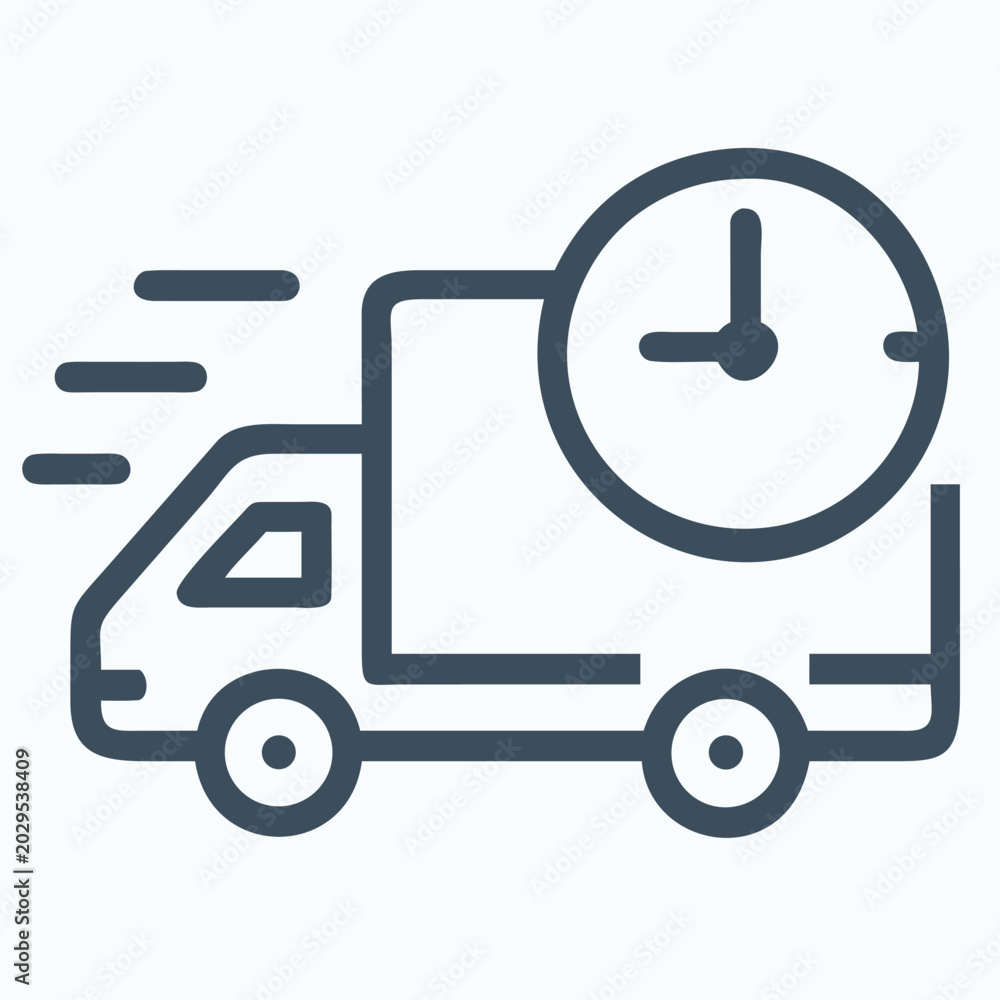 On-time scheduled parcel home delivery truck with circular clock timer ...