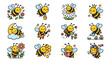 © Syahril Priatna - Collection of Cute Cartoon Bees Engaged in Various Activities, Perfect for Children's Designs and Educational Materials