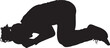 © Curto - vector, silhouette of  top view of a woman lying on the floor in the fetal position