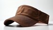 © Viktor - Brown fabric visor hat provides sun protection for outdoor activities like sports or gardening. Casual style accessory for summer days and active lifestyle.