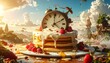 © KhairulNizam - Melting Clock Draped Over Stacked Pancakes In Dreamy Breakfast Scene