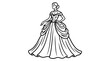 © Stock Photo Paradise - Elegant woman in luxury ball gown line art vector illustration