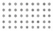 © JIm Studio - Black winter snowflake icon set. Vector icons of snowflakes in black color. Seasonal winter symbols and icy snow icons for holiday design, cold weather, frost patterns, frozen nature, wintertime