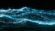 © Justlight - Medium shot of glowing electric blue wave crests breaking on a dark cyber ocean surface white foam particles sparkling under neon rim lighting with highdetail digital textures.