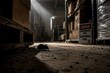 © Vistia  - realistic mouse silhouette inside dusty warehouse environment with dramatic cinematic shadows and subtle contamination atmosphere