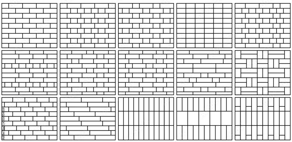 Brick wall bond patterns set, 15 architectural masonry textures in SVG ...