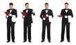 © New Africa - Waiter in uniform. Portraits of man on white background, collection