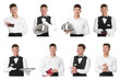 © New Africa - Waiter in uniform. Portraits of man on white background, collection