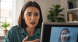 © CREATIVIT.XO - Concerned Woman in Virtual Video Call, Online Communication Problem, Remote Work Stress, Emotional Reaction During Digital Meeting, Technology and Business Challenges