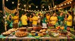 © j_everton - Festa brasileira temática de futebol com decoração verde e amarela