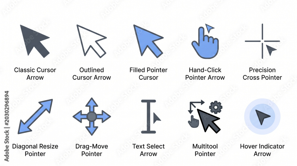 Comprehensive collection of computer mouse cursors and interactive ...