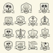 © papam - Beach icons with various symbols.