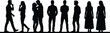 © MDMOHIN - Black silhouette figures of diverse people walking in a row diverse figures flat minimalist d