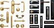 © MdRaisul - Classic Door Handles and Knobs Vector Set featuring Luxury Gold Brass Silver and Black Metallic Iron Hardware Elements for Interior Architecture Graphic Designs