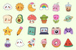 © JAGU Graphix - Kawaii Cute Sticker Pack Collection with Adorable Cartoon Food, Animals and Pastel Objects editable set