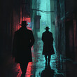 © thanit - Dark alley encounter urban cityscape digital art moody atmosphere side view mystery theme