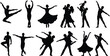 © Candek - Male and Female Dance Silhouette Collection with Ballet Couple Performance and Elegant Dancer Poses Set