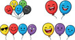 © Auwal - Cute Balloon Emoji Character Collection with Funny Cartoon Expressions, Colorful Party Smiley Faces, and Celebration Vector Illustrations for Kids Designs