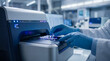 © Aurora Aesthetics - genomic DNA sequencing researcher samples scientist gloved hands loading vials into modern sequencer for advanced biotech analysis in molecular biology pharmaceutical and genetics research workflow