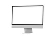 © sdecoret - Modern computer screen isolated on transparent background. Silver color. Front view of a desktop monitor. 3d rendering