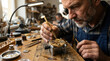 © ruangfootage - Focused Watchmaker Repairing Intricate Watch Mechanism with Precision Tools.