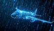 © Sheikhmudassir71 - Digital airplane illustration with blue matrix code rain technology and transportation concept