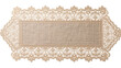 © Hans - Ornate beige lace table runner with burlap center, isolated on transparent background