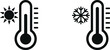 © HossenMuhammod MunnA - Temperature Control icon set, Thermometer with Sun and Snowflake symbols in clean silhouette vector style for Hot and Cold Climate indicators.