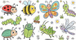 © Najir - Cute Cartoon Insect and Bug Character Set with Friendly Ladybug Bee Butterfly Caterpillar Grasshopper and Dragonfly for Kids Graphic Designs