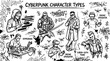 © naila - Cyberpunk Character Types Line Art: Drone Operator, Ripperdoc, and Cyber-Goth Punk